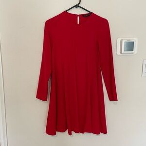 Elegant Red Long-Sleeve Zara Dress